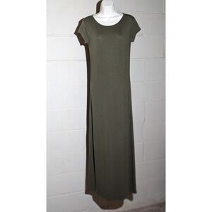 Forever 21 Olive Green Maxi Dress Short Sleeve Casual Long Dress Medium